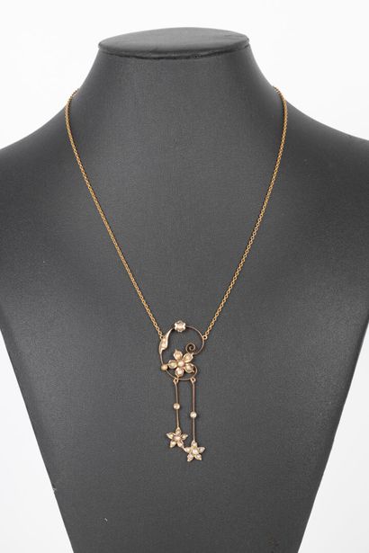 9k rose gold negligée necklace, asymmetrical...