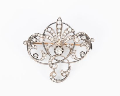Broche pendentif en or et argent entièrement...