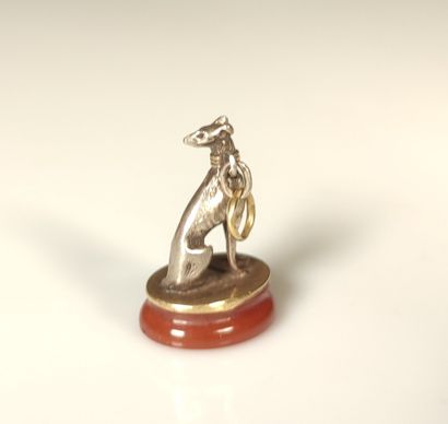 Silver and gold pendant with greyhound design,...