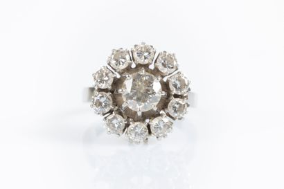 Daisy ring in white gold and platinum set...