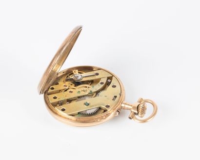Montre de poche en or gravé de fleurs et...