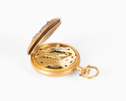 Montre de col en or de deux tons sertie d'éclats...
