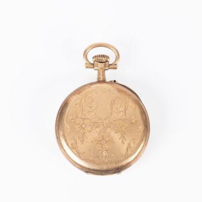 Montre de poche en or gravé de fleurs et...