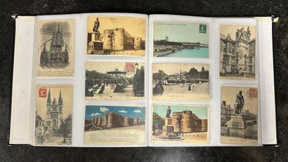 An album of 450 old postcards (Angers and...