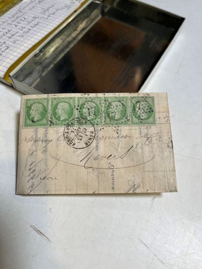 On a letter of 1871, a strip of 5 stamps...