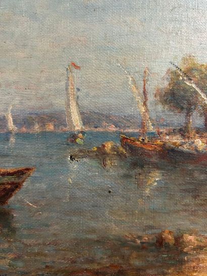 MALFROY Charles (1862-1939). 
Plage aux barques...