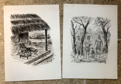 COUZY (Pierre). 2 original pencil, ink and...