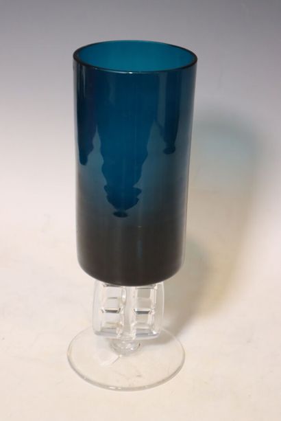 Turquoise smoked glass vase. 
Circa 1970....