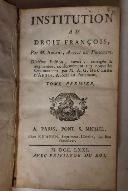 Set of 3 18th century works (acc): 
- Institution...