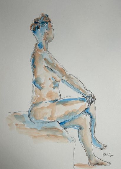 Aude-Sophie BAHEGNE-LEMAN
Nu. Dessin aquarellé....