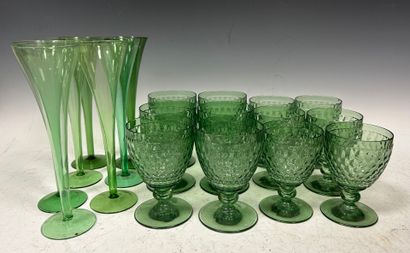 Part of a glass service in faceted glass...