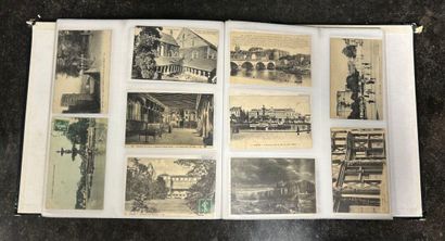 An album of 450 old postcards (Angers and...
