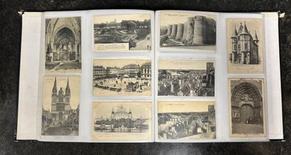 An album of 450 old postcards (Angers and...