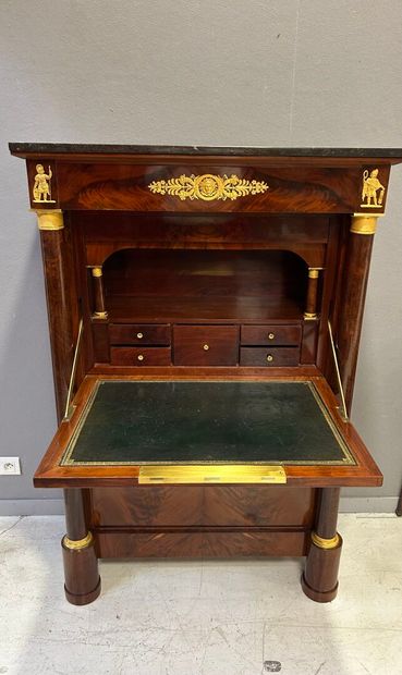 Mahogany flap desk with detached columns,...