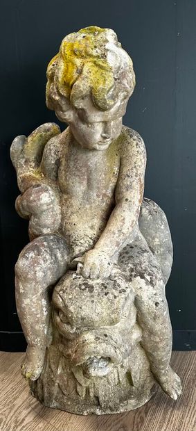 Sculpture de jardin en pierre représentant...