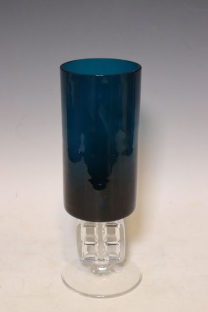 Turquoise smoked glass vase. 
Circa 1970....