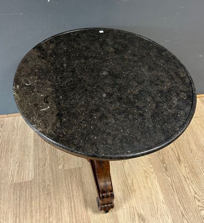 Tripod pedestal table in molded natural wood,...