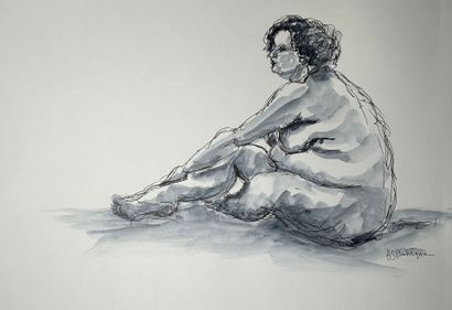 Aude-Sophie BAHEGNE-LEMAN
Nu. Dessin aquarellé....
