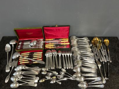 Important reunion of different parts of silver-plated...