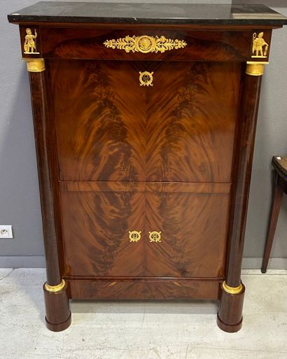 Mahogany flap desk with detached columns,...