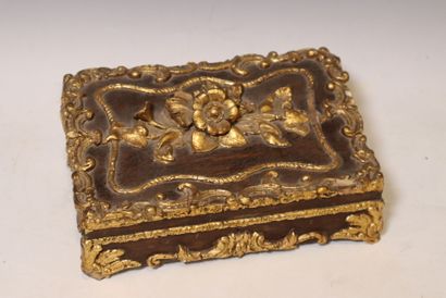 Natural wood writing box with gilded floral...
