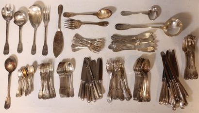 CHRISTOFLE. 
130-piece silver-plated shell-shaped...
