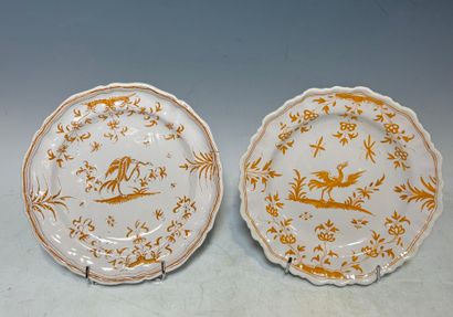 MOUSTIERS. 
Two circular earthenware plates...