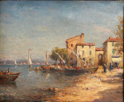 MALFROY Charles (1862-1939). 
Plage aux barques...