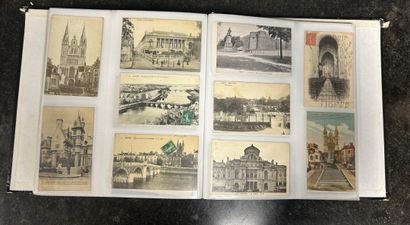 An album of 450 old postcards (Angers and...