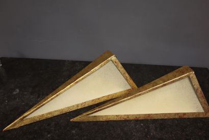 Pair of triangular sconces in gilt metal...