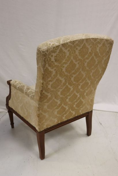 Louis XVI style armchair in natural wood....