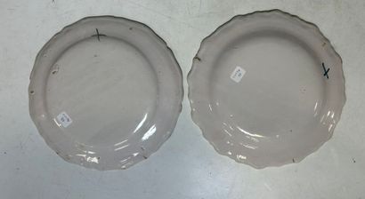 MOUSTIERS. 
Two circular earthenware plates...