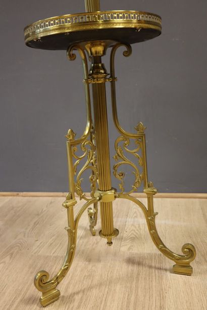 Gilt bronze floor lamp with marble side table....