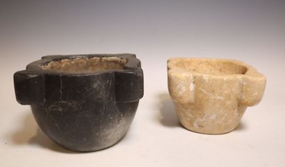 Two 19th century pharmacy mortars, one in...