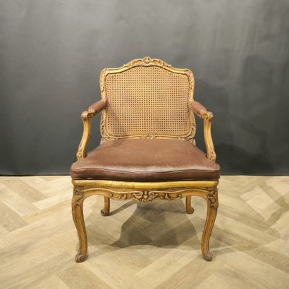 Fauteuil en bois naturel, dossier et assise...