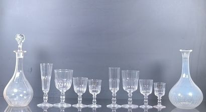 Ensemble de verres en cristal à pans - deux...