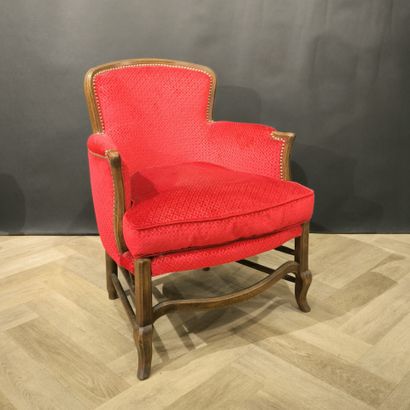 Bergère du bois naturel, garniture de velours...