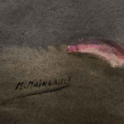 Lot
- M. MAINGAULT. Bouquet de pivoine. Aquarelle,...