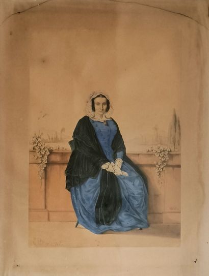 Louis PELLEGRIN. Ensemble de 3 gouaches :
-...