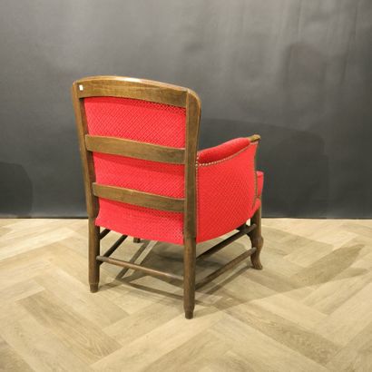 Bergère du bois naturel, garniture de velours...