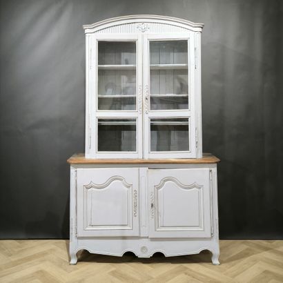 Buffet deux corps en bois naturel peint,...