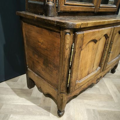 Buffet deux corps en bois naturel, ouvrant...