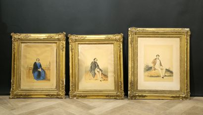 Louis PELLEGRIN. Ensemble de 3 gouaches :
-...