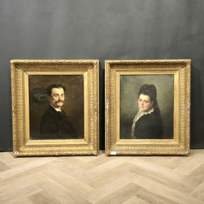. Ecole française du XIXème. Paire de portraits...