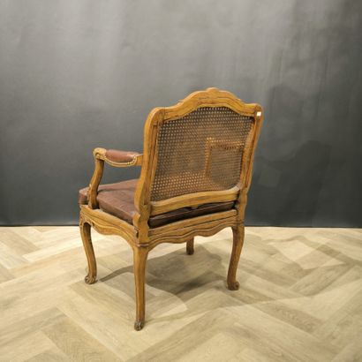 Fauteuil en bois naturel, dossier et assise...