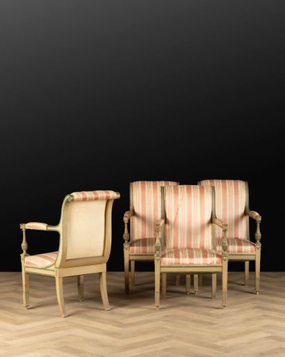 Suite de 4 fauteuils à dossiers renversés...