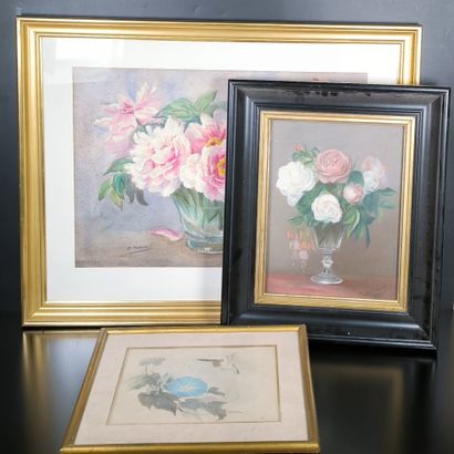 Lot
- M. MAINGAULT. Bouquet de pivoine. Aquarelle,...
