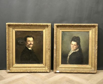 . Ecole française du XIXème. Paire de portraits...