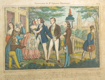 Ensemble de 3 imagerie encadrées - lithographies...