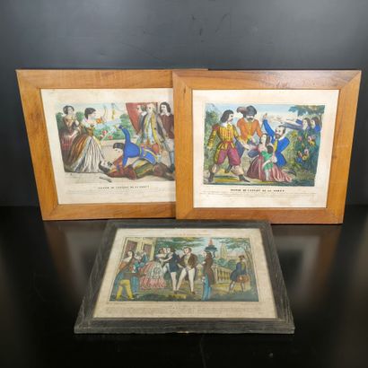 Ensemble de 3 imagerie encadrées - lithographies...
